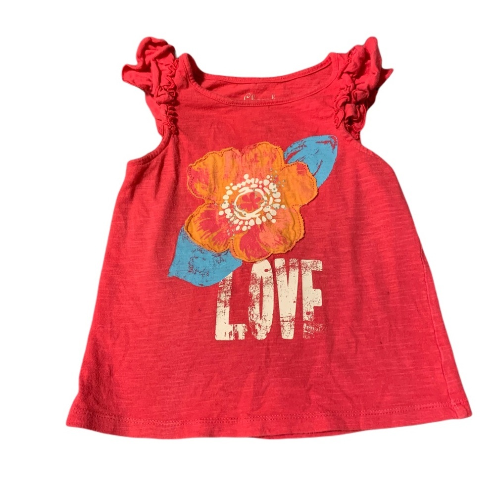 EUC Cherokee Applique Ruffle Shoulder T-Shirt